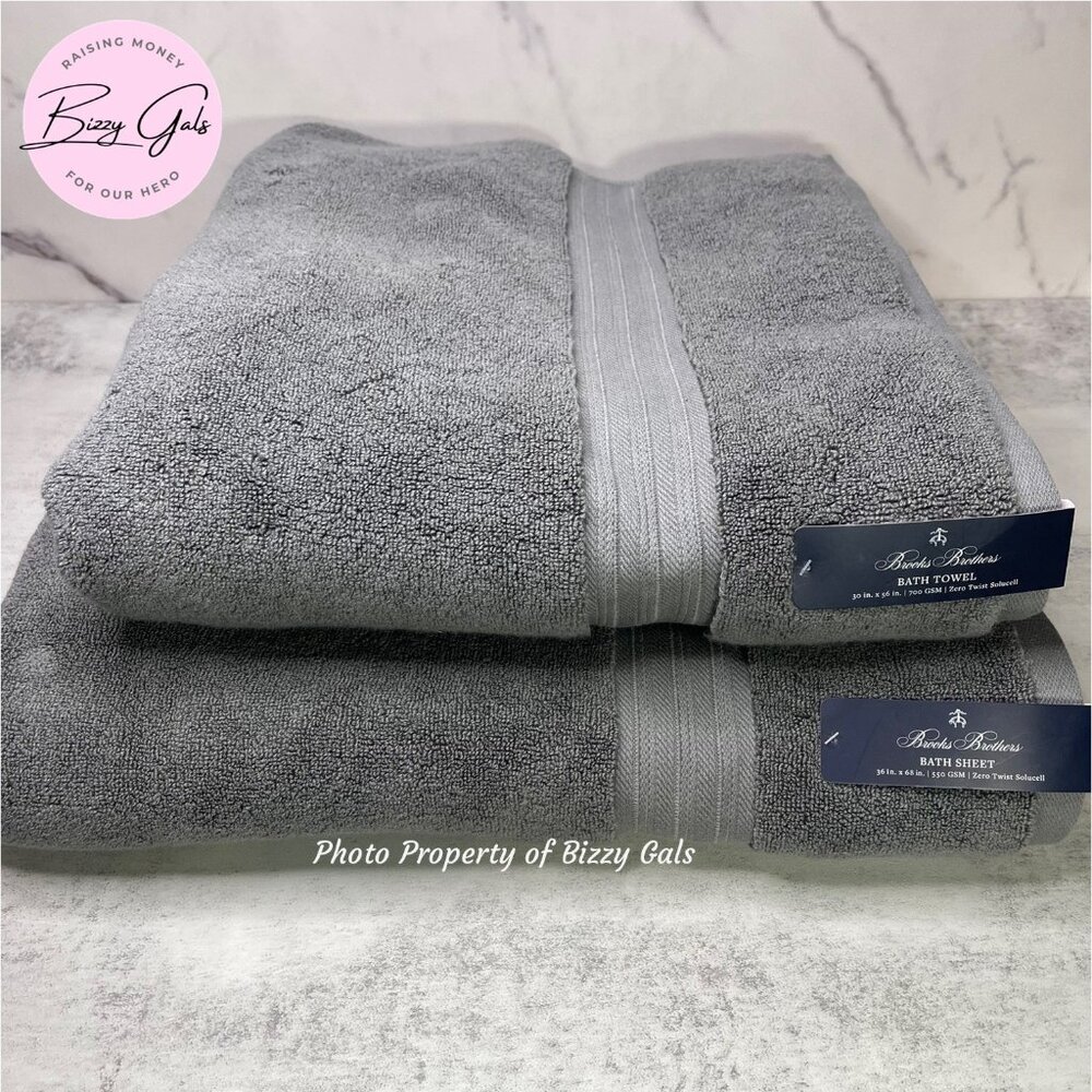 2 Brooks Brothers Premium Oversized Bath Sheet & Bath Towel Set